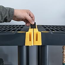 CX Black & Yellow 4-Tier Heavy Duty Storage Shelves and 8 Heavy Duty Storage Bins with Lids, 4 Shelves that Support up to 200lbs/shelf + 27 Gallon Containers (8-Pack), Organization and Storage detail 7