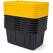 CX Black & Yellow 4-Tier Heavy Duty Storage Shelves and 8 Heavy Duty Storage Bins with Lids, 4 Shelves that Support up to 200lbs/shelf + 27 Gallon Containers (8-Pack), Organization and Storage detail 14