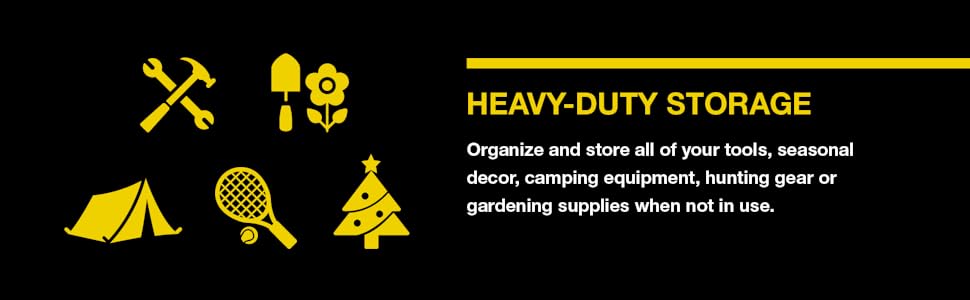 CX Black & Yellow 4-Tier Heavy Duty Storage Shelves and 8 Heavy Duty Storage Bins with Lids, 4 Shelves that Support up to 200lbs/shelf + 27 Gallon Containers (8-Pack), Organization and Storage detail 15