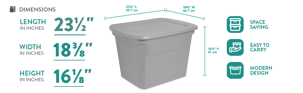Sterilite 18 Gal Storage Tote, Stackable Bin with Lid, Plastic Container to Organize Clothes in Closet, Basement, Gray Base and Lid, 8-Pack detail 6