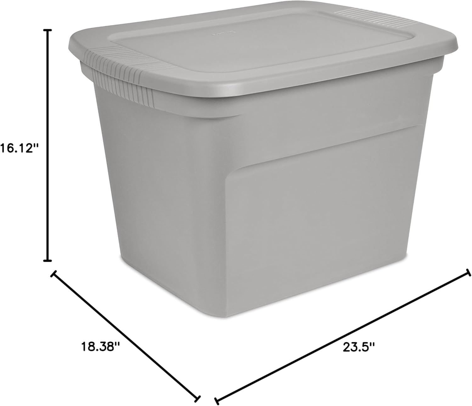 Sterilite 18 Gal Storage Tote, Stackable Bin with Lid, Plastic Container to Organize Clothes in Closet, Basement, Gray Base and Lid, 8-Pack detail 13