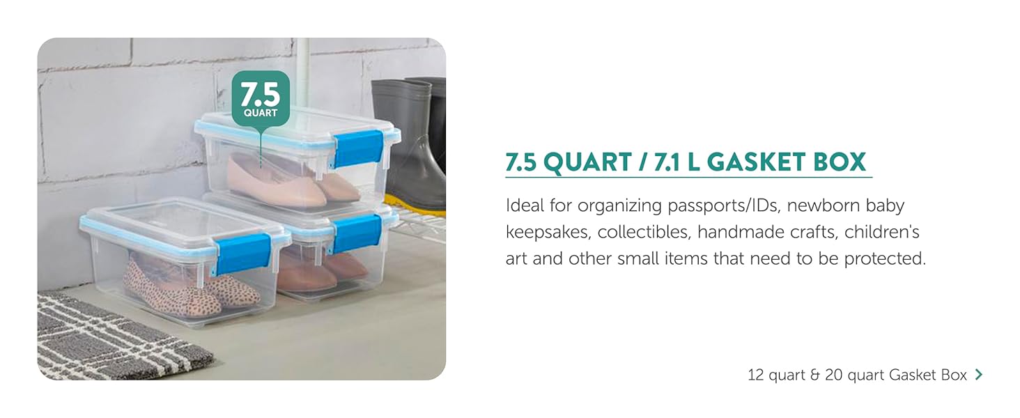 Sterilite 6-Pack Gasket Box, Clear Plastic Storage Bins with Latching Lids, 20 Qt - Large Stackable Tote Containers for Home, Closet, Bathroom, and Office Organization detail 6