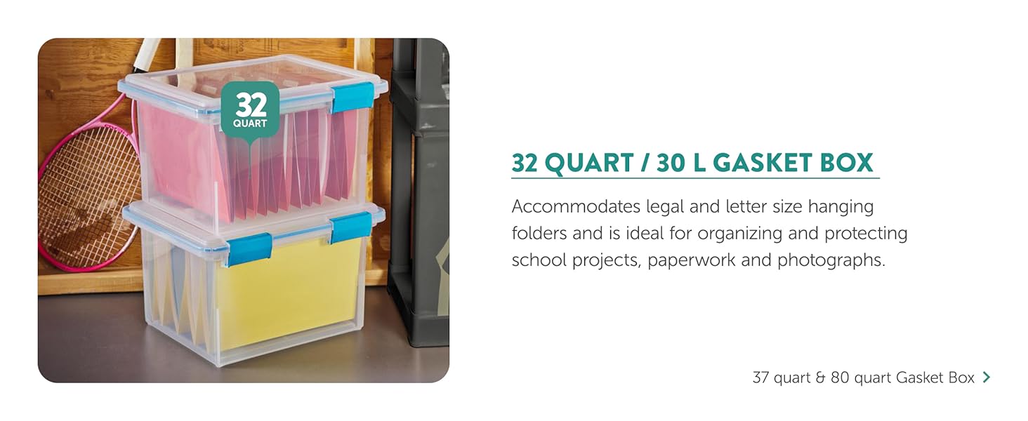 Sterilite 6-Pack Gasket Box, Clear Plastic Storage Bins with Latching Lids, 20 Qt - Large Stackable Tote Containers for Home, Closet, Bathroom, and Office Organization detail 8