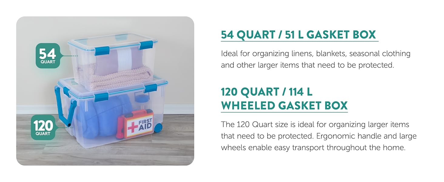 Sterilite 6-Pack Gasket Box, Clear Plastic Storage Bins with Latching Lids, 20 Qt - Large Stackable Tote Containers for Home, Closet, Bathroom, and Office Organization detail 10