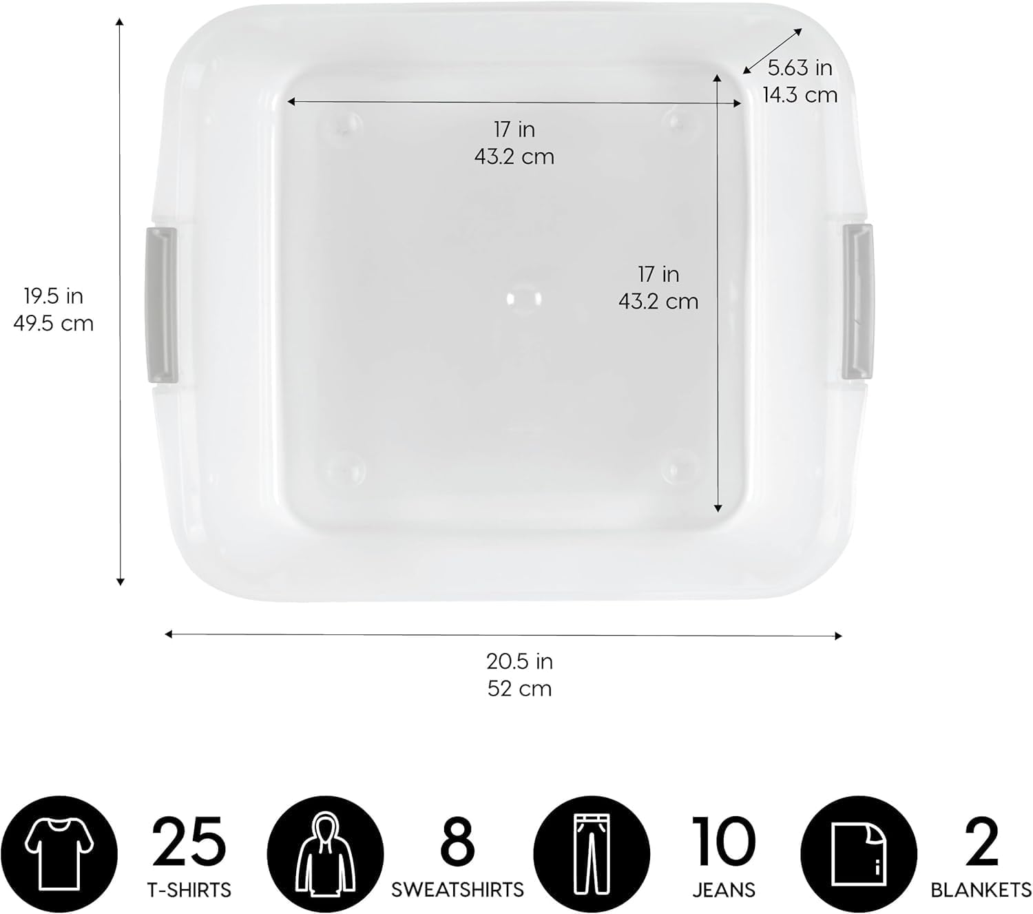 IRIS USA 33 Qt Plastic Under Bed Storage Organizer Bin Container with Secure Lids and Durable Black Buckles, Multi-Purpose for Clothes, Shoes, Clothing, and Bedding, Short, Clear, 3 Pack detail 11