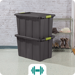 Sterilite 30 Gal Latching Tuff1 Storage Tote, Stackable Bin with Latch Lid, Plastic Container to Organize Garage, Basement, Gray Base and Lid, 4-Pack detail 2