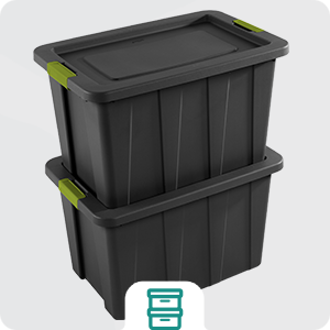 Sterilite 30 Gal Latching Tuff1 Storage Tote, Stackable Bin with Latch Lid, Plastic Container to Organize Garage, Basement, Gray Base and Lid, 4-Pack detail 4