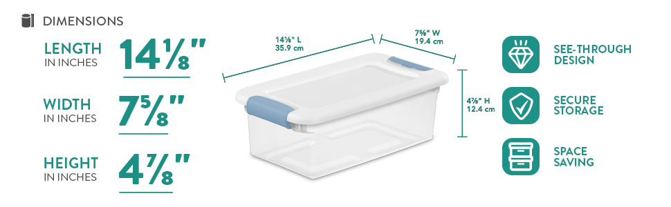 Sterilite 6 Qt Latching Storage Box, Stackable Bin with Latch Lid, Plastic Container to Organize Shoes on Closet Shelf, Clear with White Lid, 12-Pack detail 6