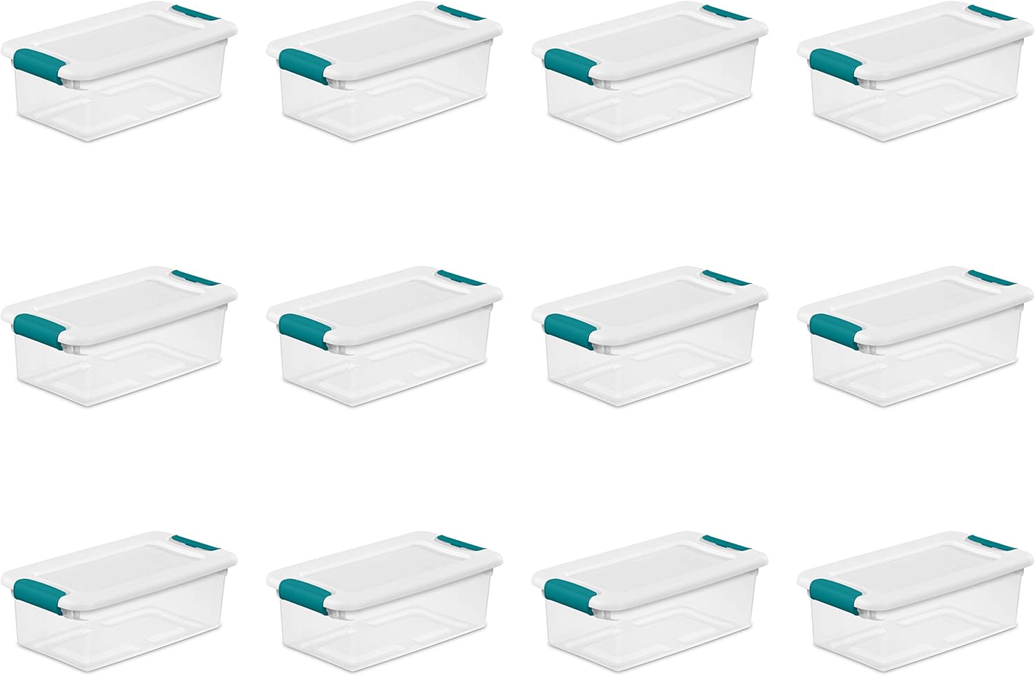 Sterilite 6 Qt Latching Storage Box, Stackable Bin with Latch Lid, Plastic Container to Organize Shoes on Closet Shelf, Clear with White Lid, 12-Pack detail 7