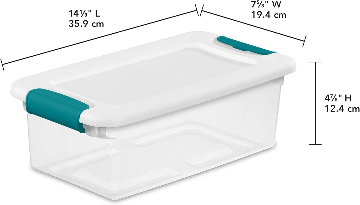 Sterilite 6 Qt Latching Storage Box, Stackable Bin with Latch Lid, Plastic Container to Organize Shoes on Closet Shelf, Clear with White Lid, 12-Pack detail 9