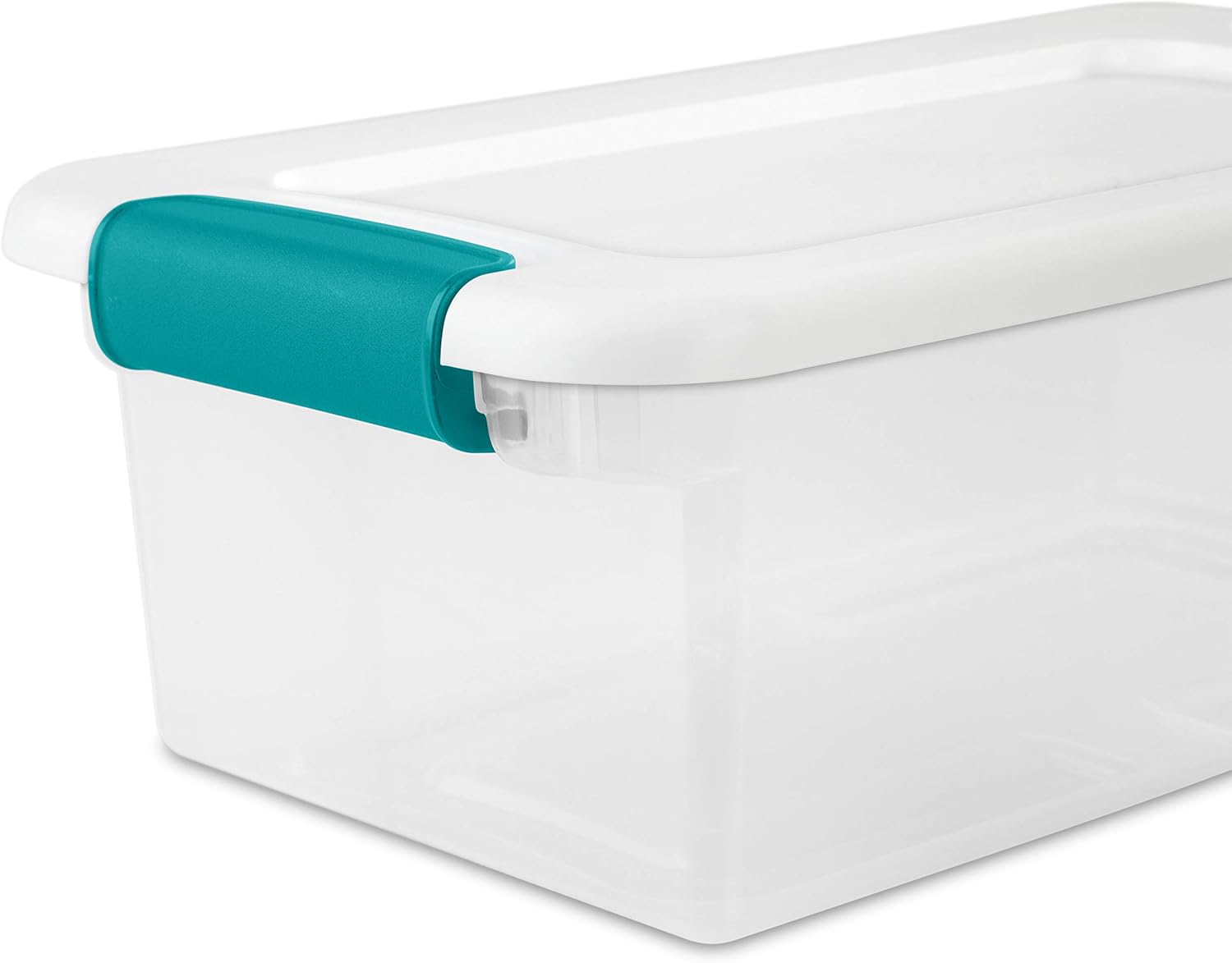 Sterilite 6 Qt Latching Storage Box, Stackable Bin with Latch Lid, Plastic Container to Organize Shoes on Closet Shelf, Clear with White Lid, 12-Pack detail 11