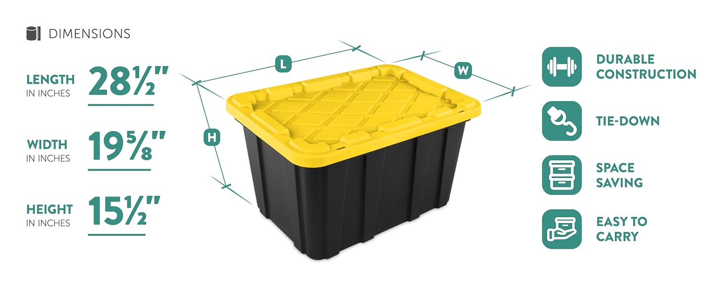 Sterilite 12-Pack Industrial Tote, Plastic Storage Container Bins with Lids, 27 Gallon - Heavy-Duty Organizing Containers for Closet, Bathroom, and Office detail 9