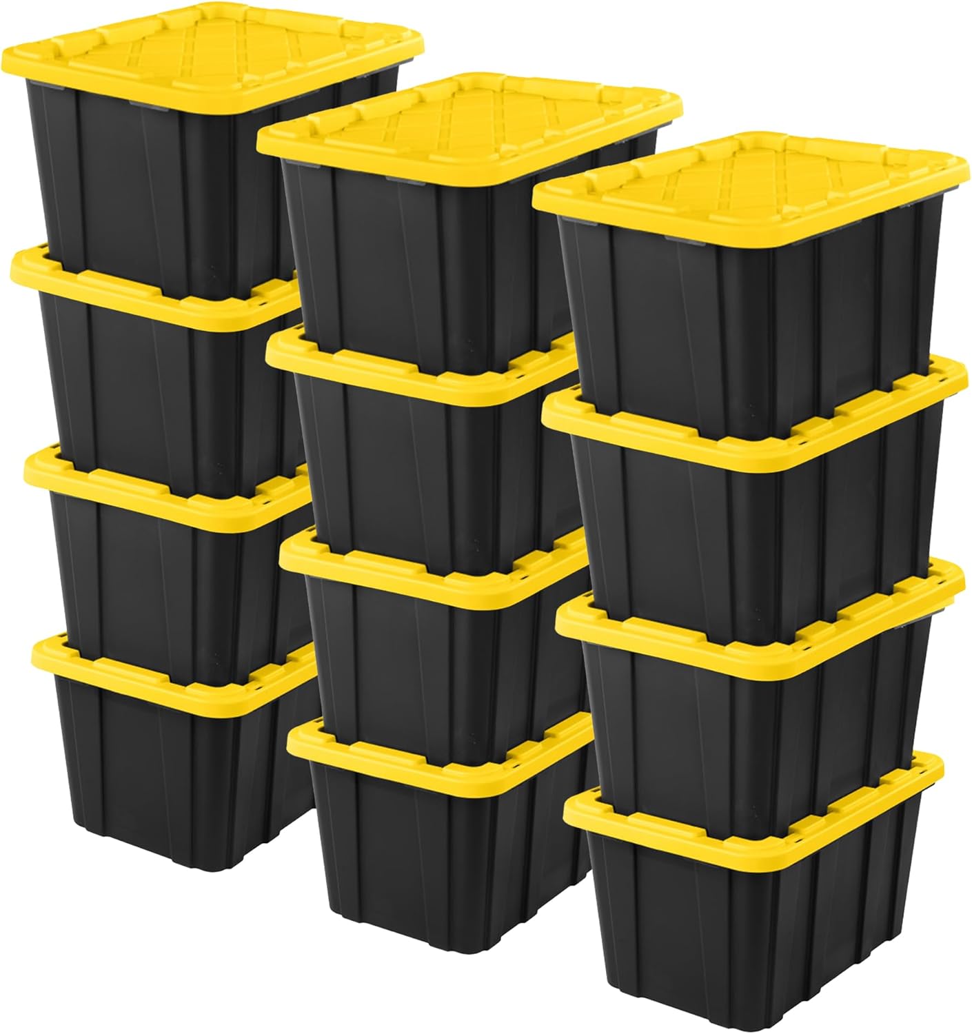 Sterilite 12-Pack Industrial Tote, Plastic Storage Container Bins with Lids, 27 Gallon - Heavy-Duty Organizing Containers for Closet, Bathroom, and Office detail 10