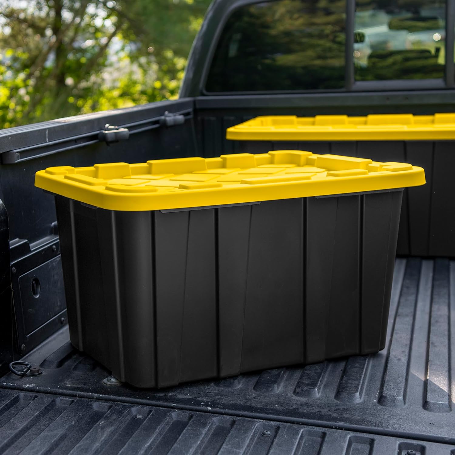 Sterilite 12-Pack Industrial Tote, Plastic Storage Container Bins with Lids, 27 Gallon - Heavy-Duty Organizing Containers for Closet, Bathroom, and Office detail 11