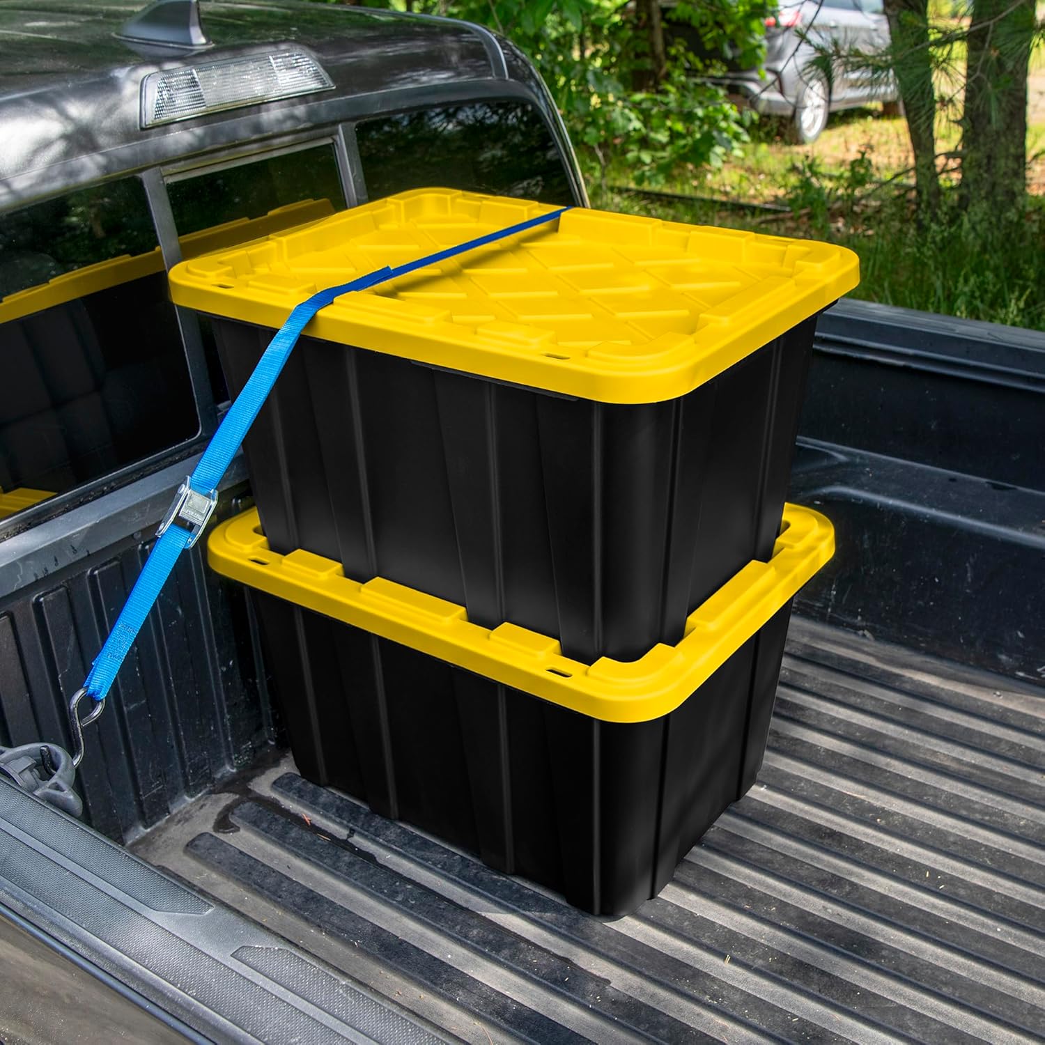 Sterilite 12-Pack Industrial Tote, Plastic Storage Container Bins with Lids, 27 Gallon - Heavy-Duty Organizing Containers for Closet, Bathroom, and Office detail 14