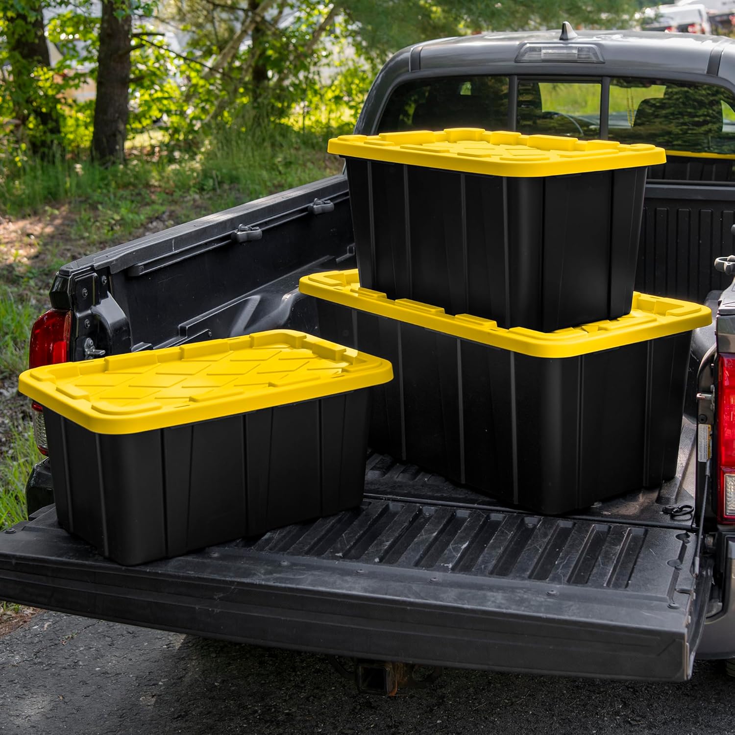 Sterilite 12-Pack Industrial Tote, Plastic Storage Container Bins with Lids, 27 Gallon - Heavy-Duty Organizing Containers for Closet, Bathroom, and Office detail 16