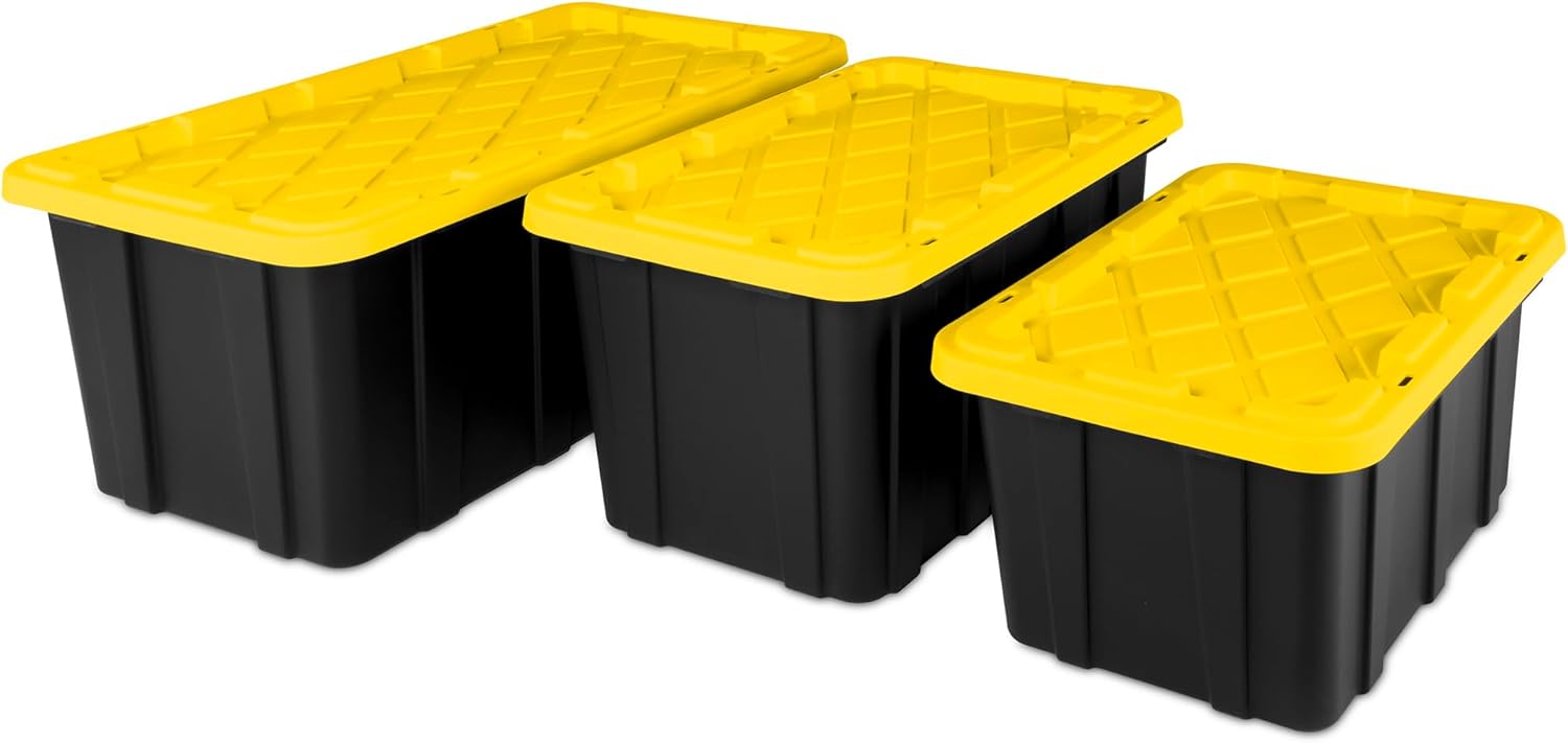 Sterilite 12-Pack Industrial Tote, Plastic Storage Container Bins with Lids, 27 Gallon - Heavy-Duty Organizing Containers for Closet, Bathroom, and Office detail 18