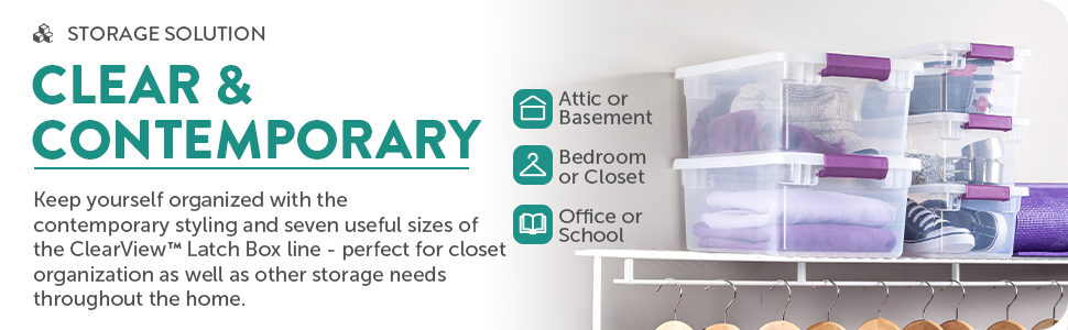 Sterilite 6 Qt ClearView Latch Storage Box, Stackable Bin with Latching Lid, Plastic Container to Organize Shoes in Closet, Clear Base, Lid, 12-Pack detail 5
