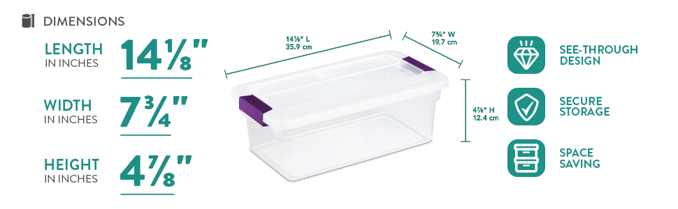 Sterilite 6 Qt ClearView Latch Storage Box, Stackable Bin with Latching Lid, Plastic Container to Organize Shoes in Closet, Clear Base, Lid, 12-Pack detail 6