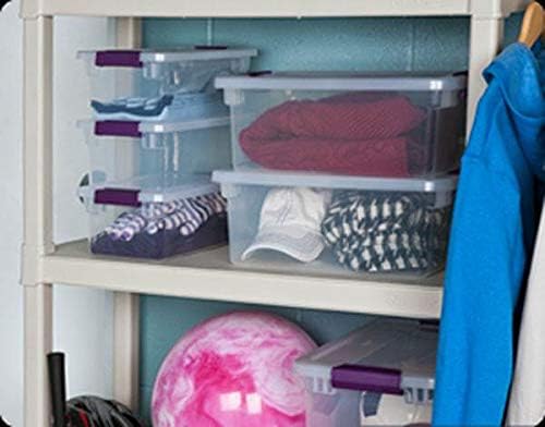 Sterilite 6 Qt ClearView Latch Storage Box, Stackable Bin with Latching Lid, Plastic Container to Organize Shoes in Closet, Clear Base, Lid, 12-Pack detail 13