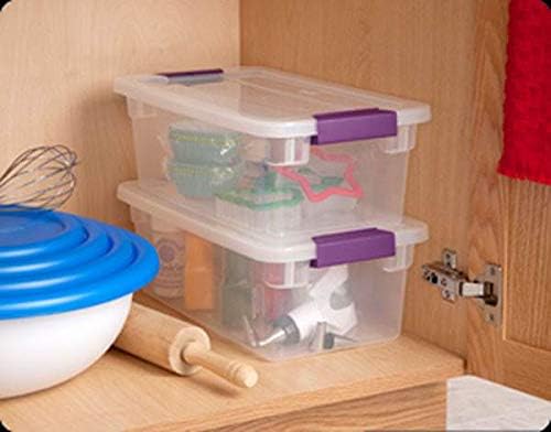 Sterilite 6 Qt ClearView Latch Storage Box, Stackable Bin with Latching Lid, Plastic Container to Organize Shoes in Closet, Clear Base, Lid, 12-Pack detail 15