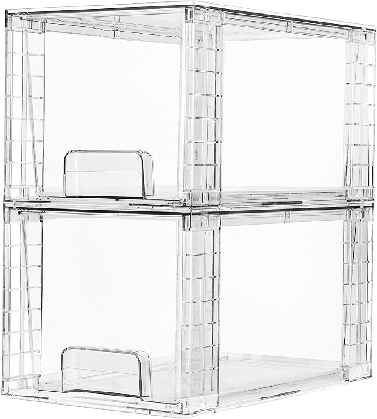 Vtopmart 4 Pack Large Stackable Storage Drawers,Easily Assemble Acrylic Bathroom Closet Undersink Organizers and Storage,Plastic Bins for Kitchen Cabinets,Pantry,Makeup,Medicine Organization detail 13