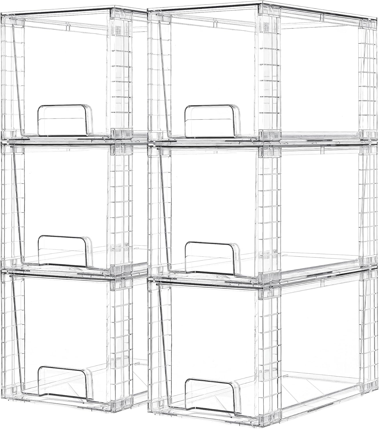 Vtopmart 4 Pack Large Stackable Storage Drawers,Easily Assemble Acrylic Bathroom Closet Undersink Organizers and Storage,Plastic Bins for Kitchen Cabinets,Pantry,Makeup,Medicine Organization detail 14