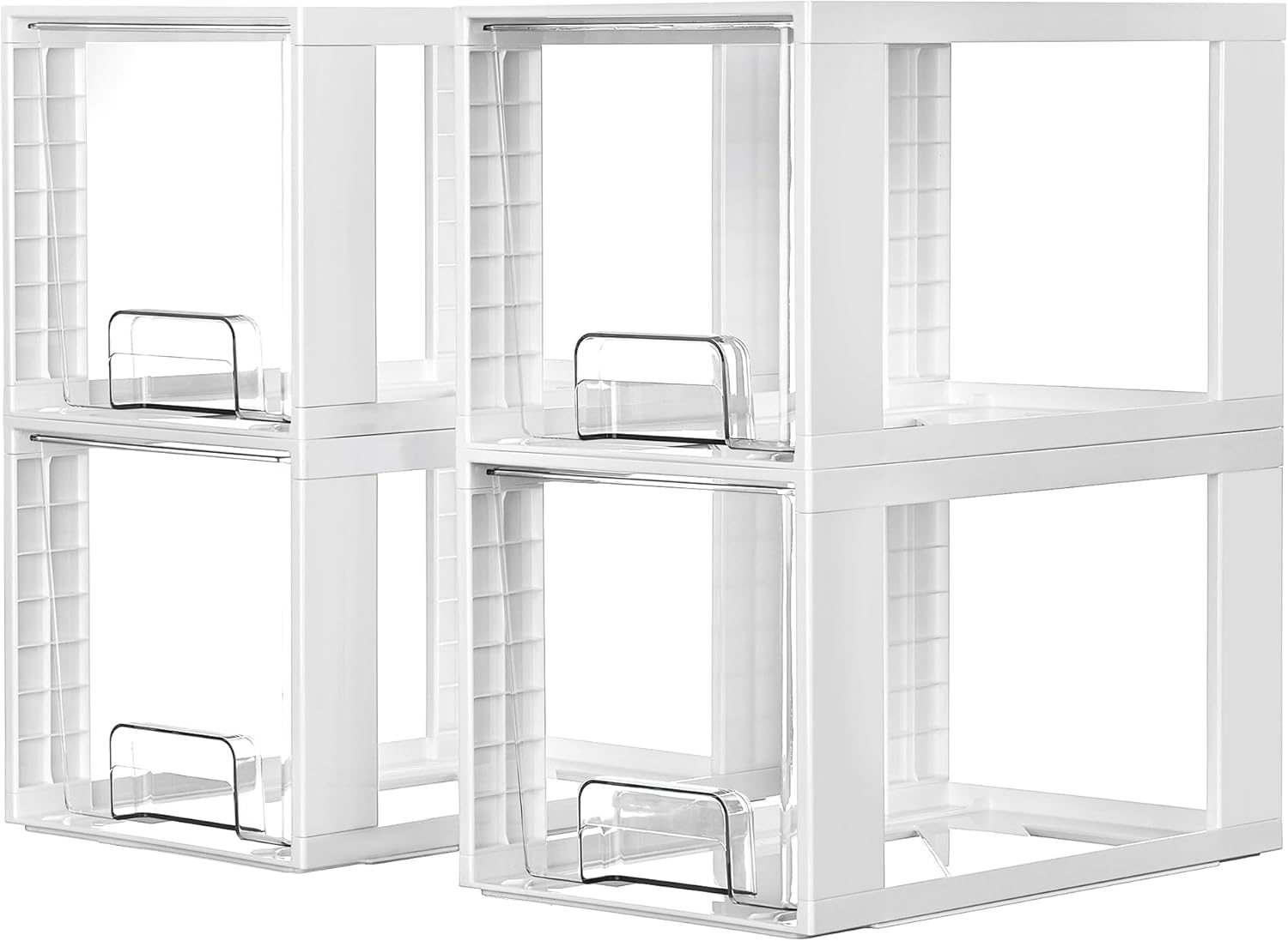 Vtopmart 4 Pack Large Stackable Storage Drawers,Easily Assemble Acrylic Bathroom Closet Undersink Organizers and Storage,Plastic Bins for Kitchen Cabinets,Pantry,Makeup,Medicine Organization detail 18