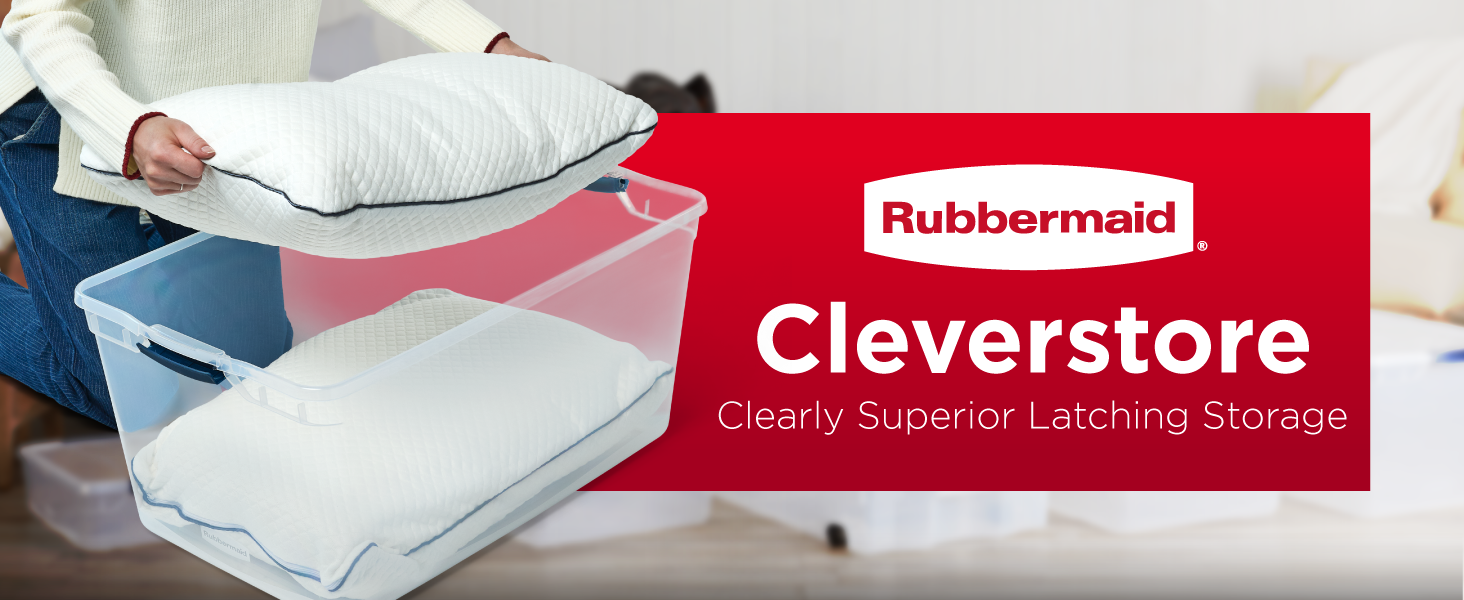 Rubbermaid Cleverstore Clear 32 Qt, 6 Pack Stackable Plastic Storage Bins with Lids, Great for Closet and Laundry Storage, Organizing in the Home detail 1