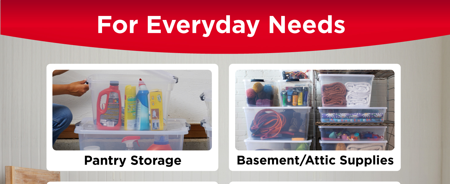Rubbermaid Cleverstore Clear 32 Qt, 6 Pack Stackable Plastic Storage Bins with Lids, Great for Closet and Laundry Storage, Organizing in the Home detail 6