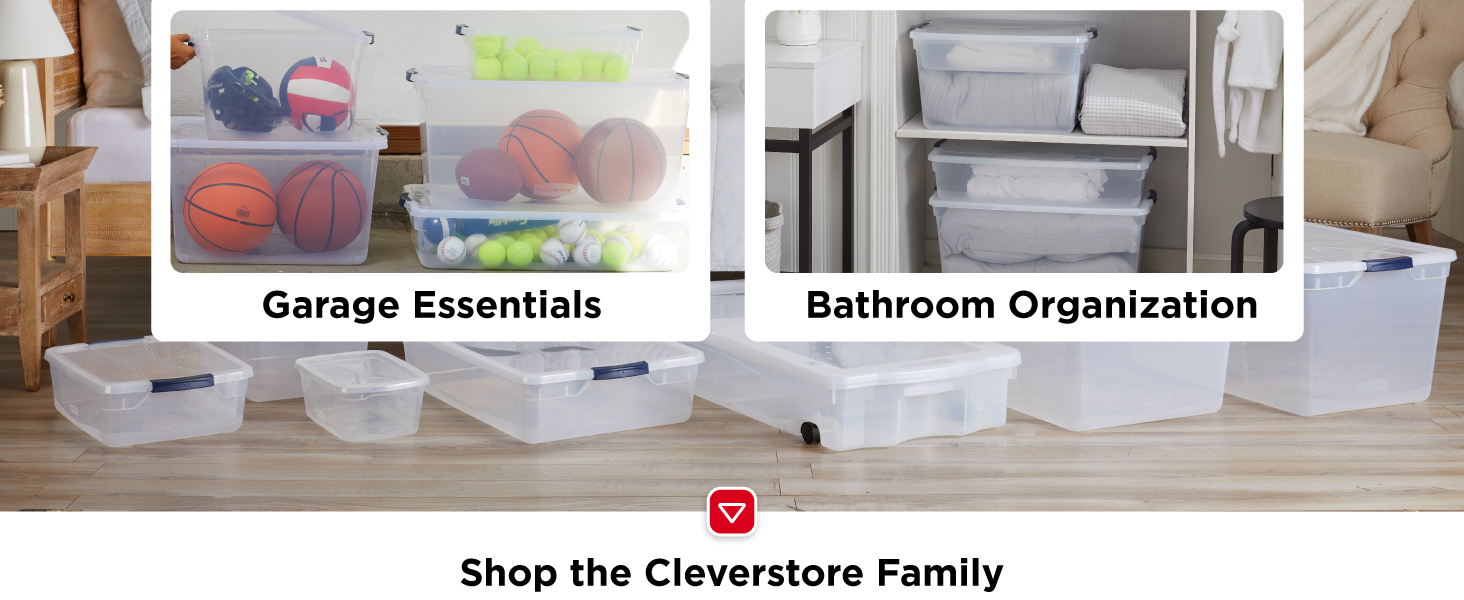 Rubbermaid Cleverstore Clear 32 Qt, 6 Pack Stackable Plastic Storage Bins with Lids, Great for Closet and Laundry Storage, Organizing in the Home detail 7