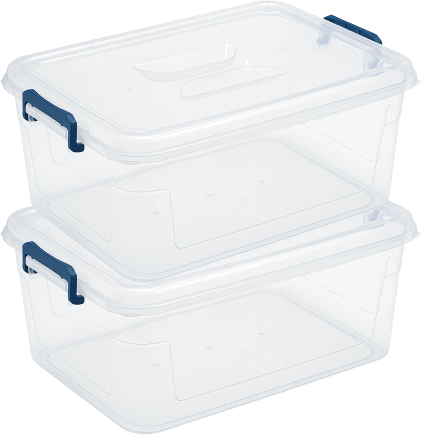 Tribello Plastic Storage Bins with Lids, Clear Stackable Storage Containers - 16 Qt - 2 Pack detail 1