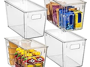 ClearSpace Modern Plastic Storage Bins with Lids - Perfect Kitchen Organization or Pantry Fridge Organizer, 4 Pack, 12.5" x 6" x 7", 9L Capacity Each, BPA Free, Stackable detail 7