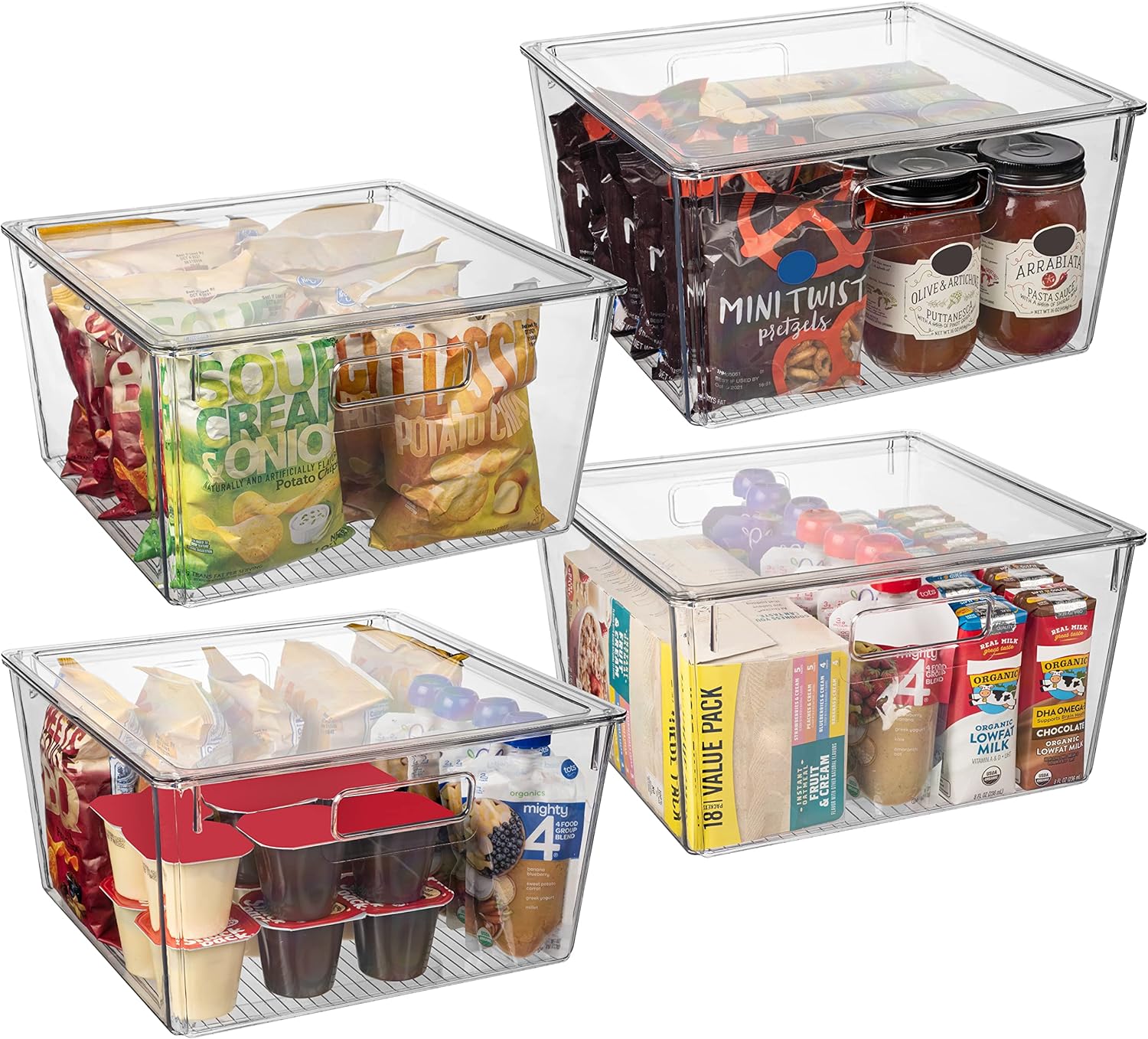 ClearSpace Modern Plastic Storage Bins with Lids - Perfect Kitchen Organization or Pantry Fridge Organizer, 4 Pack, 12.5" x 6" x 7", 9L Capacity Each, BPA Free, Stackable detail 14