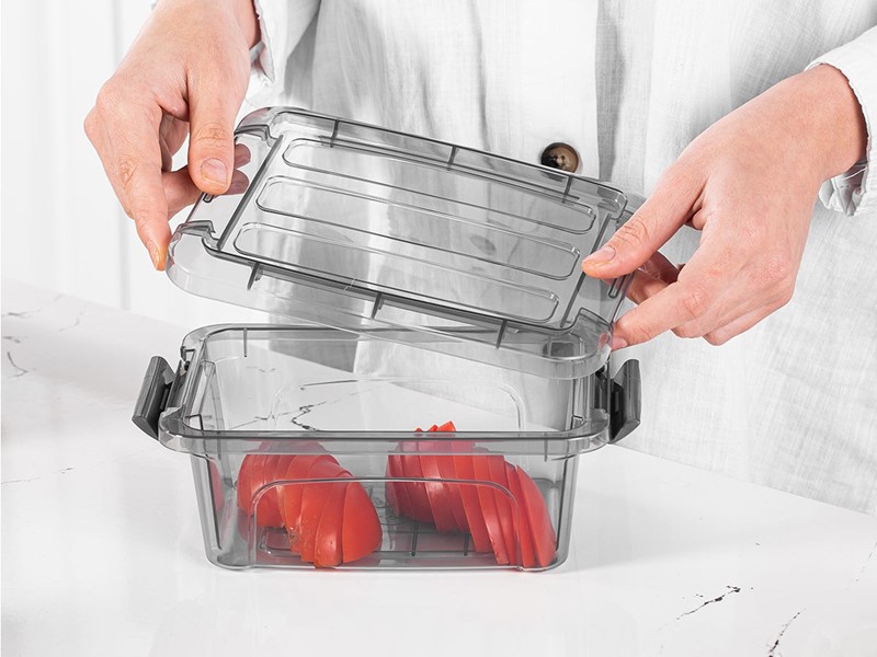 Tribello 12.5 Quart Storage Bins with Lids, Plastic Storage Containers with Latching Lids For Organizing - Tinted - (15.5' x 12" x 6") - Set of 2 - Made in EU detail 3