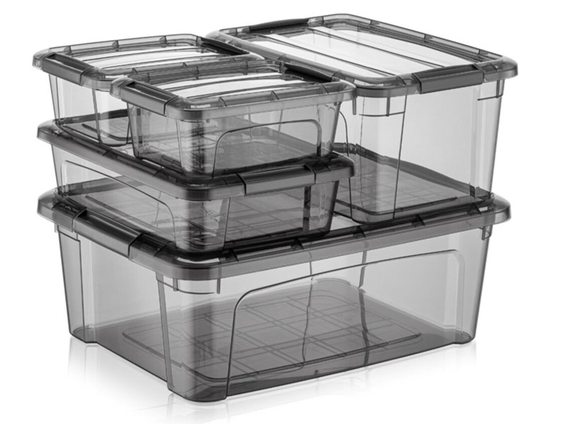 Tribello 12.5 Quart Storage Bins with Lids, Plastic Storage Containers with Latching Lids For Organizing - Tinted - (15.5' x 12" x 6") - Set of 2 - Made in EU detail 4