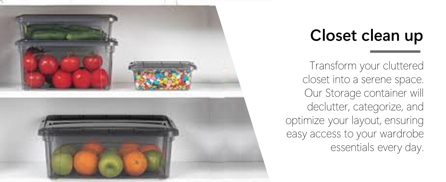 Tribello 12.5 Quart Storage Bins with Lids, Plastic Storage Containers with Latching Lids For Organizing - Tinted - (15.5' x 12" x 6") - Set of 2 - Made in EU detail 5