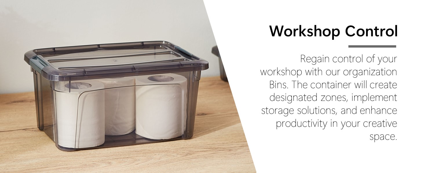 Tribello 12.5 Quart Storage Bins with Lids, Plastic Storage Containers with Latching Lids For Organizing - Tinted - (15.5' x 12" x 6") - Set of 2 - Made in EU detail 7