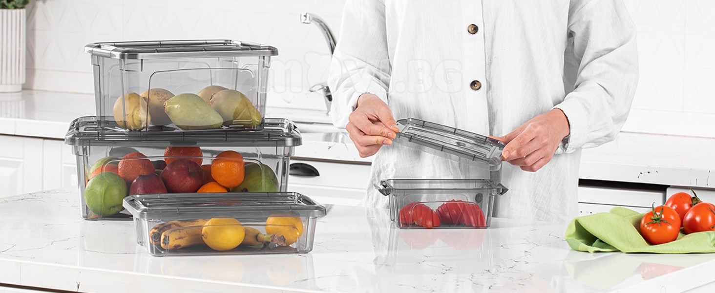 Tribello 12.5 Quart Storage Bins with Lids, Plastic Storage Containers with Latching Lids For Organizing - Tinted - (15.5' x 12" x 6") - Set of 2 - Made in EU detail 8