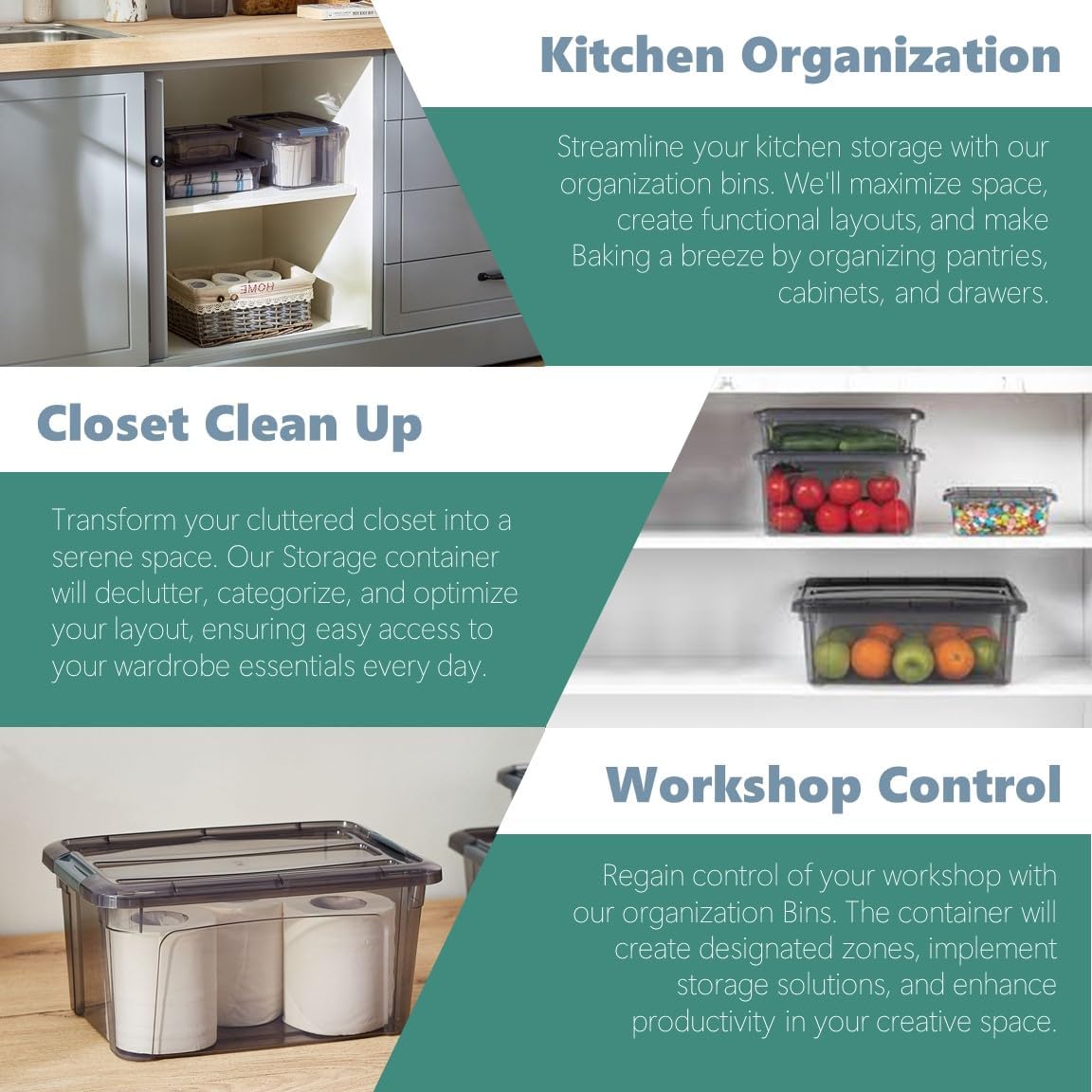 Tribello 12.5 Quart Storage Bins with Lids, Plastic Storage Containers with Latching Lids For Organizing - Tinted - (15.5' x 12" x 6") - Set of 2 - Made in EU detail 18