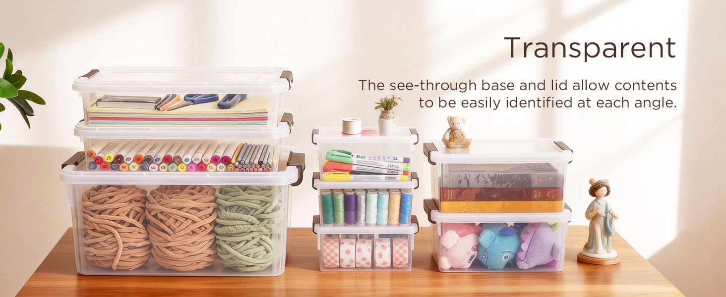 Anywish Small Storage Bins with Lids 3.2 QT Plastic Storage Containers for Organizing Stackable Clear Storage Boxes,Clear White(8 Packs) detail 3