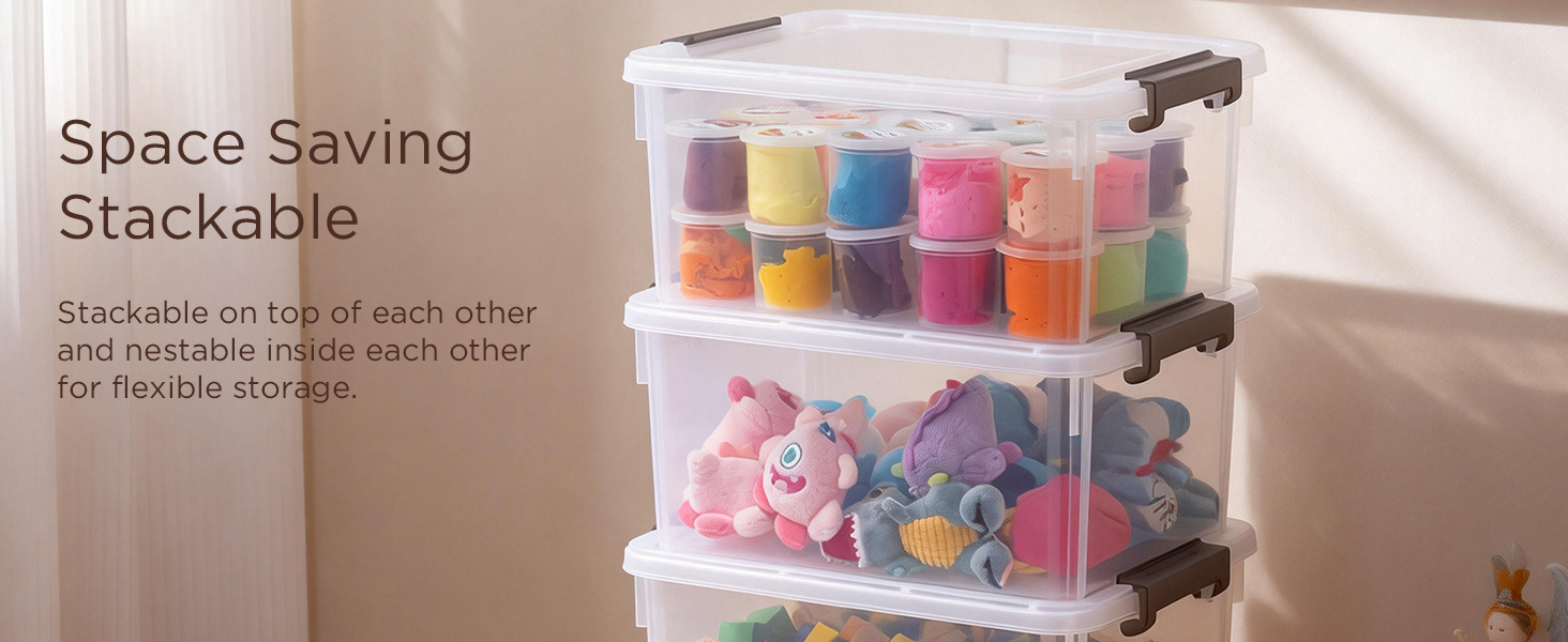 Anywish Small Storage Bins with Lids 3.2 QT Plastic Storage Containers for Organizing Stackable Clear Storage Boxes,Clear White(8 Packs) detail 10