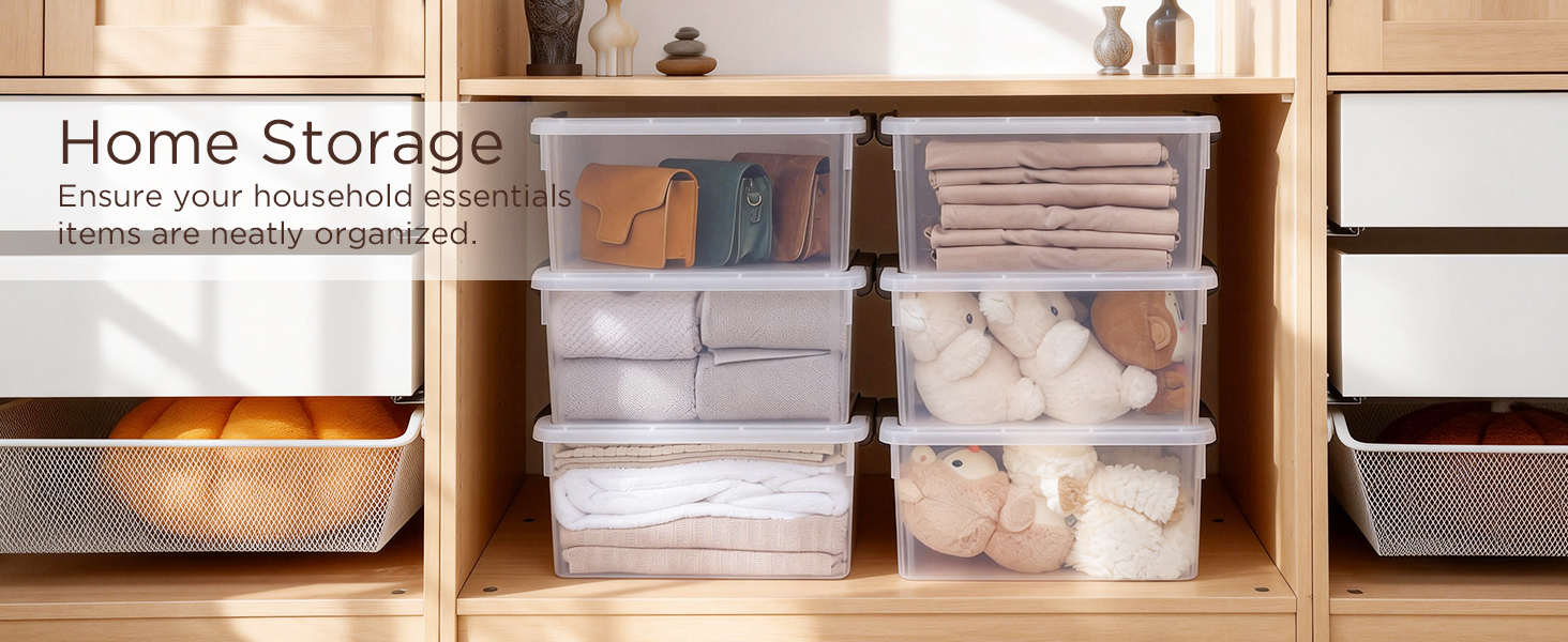Anywish Small Storage Bins with Lids 3.2 QT Plastic Storage Containers for Organizing Stackable Clear Storage Boxes,Clear White(8 Packs) detail 12