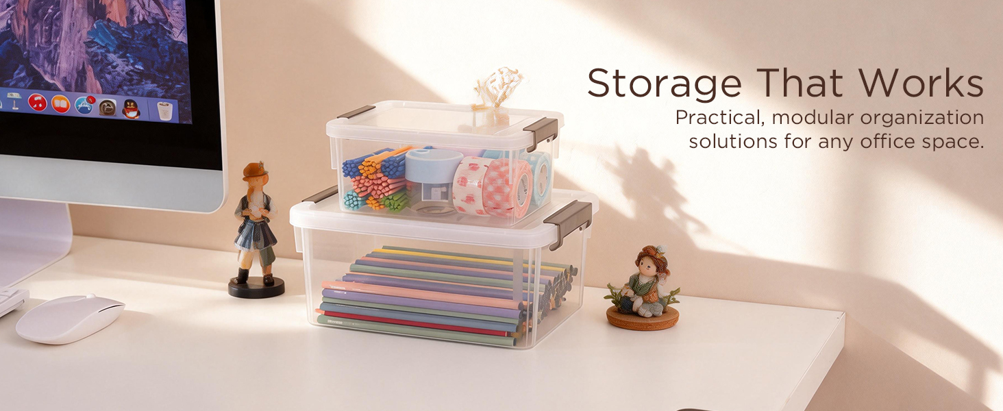 Anywish Small Storage Bins with Lids 3.2 QT Plastic Storage Containers for Organizing Stackable Clear Storage Boxes,Clear White(8 Packs) detail 14