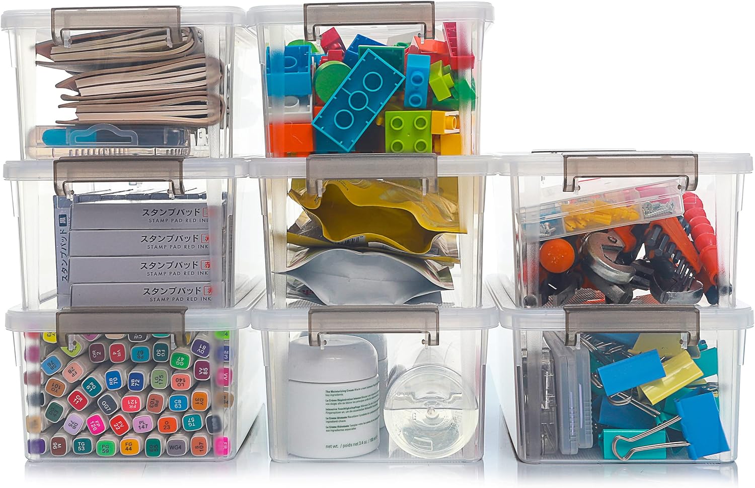 Anywish Small Storage Bins with Lids 3.2 QT Plastic Storage Containers for Organizing Stackable Clear Storage Boxes,Clear White(8 Packs) detail 18