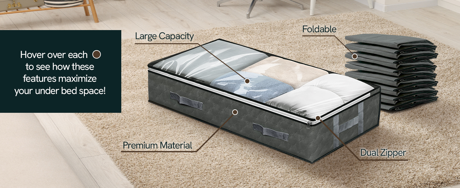 Reli. 90L Under Bed Storage Containers (8 Pack) | Closet Organizer with Clear Window | Underbed Storage Bins for Towels, Sweaters, Linens | Large Organizer for Closet (Gray) detail 6