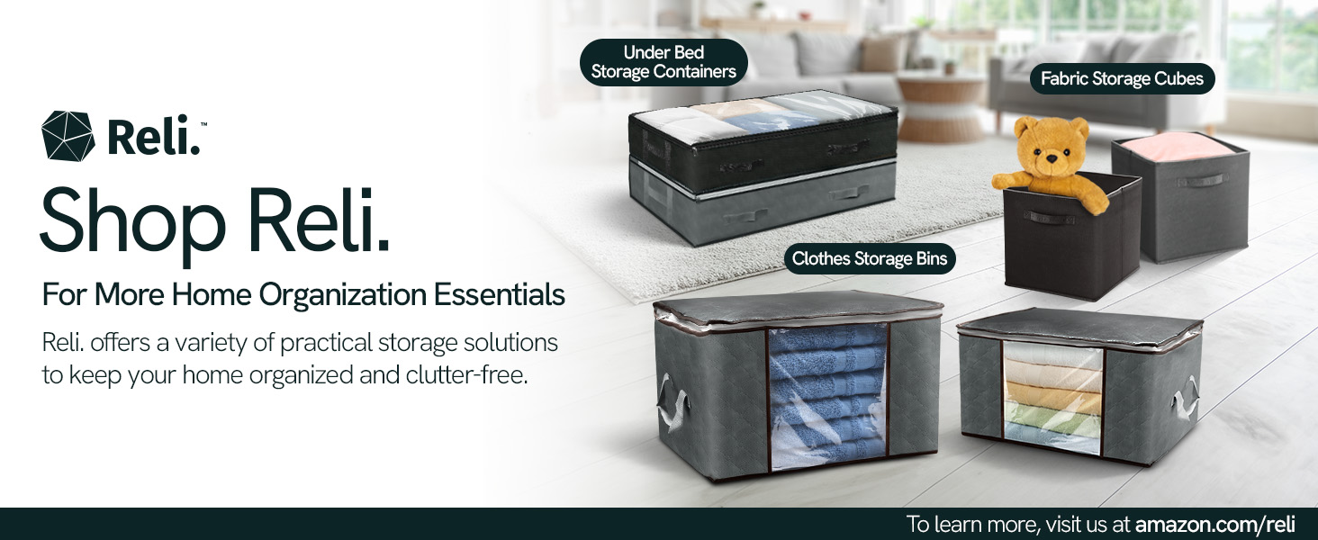 Reli. 90L Under Bed Storage Containers (8 Pack) | Closet Organizer with Clear Window | Underbed Storage Bins for Towels, Sweaters, Linens | Large Organizer for Closet (Gray) detail 7