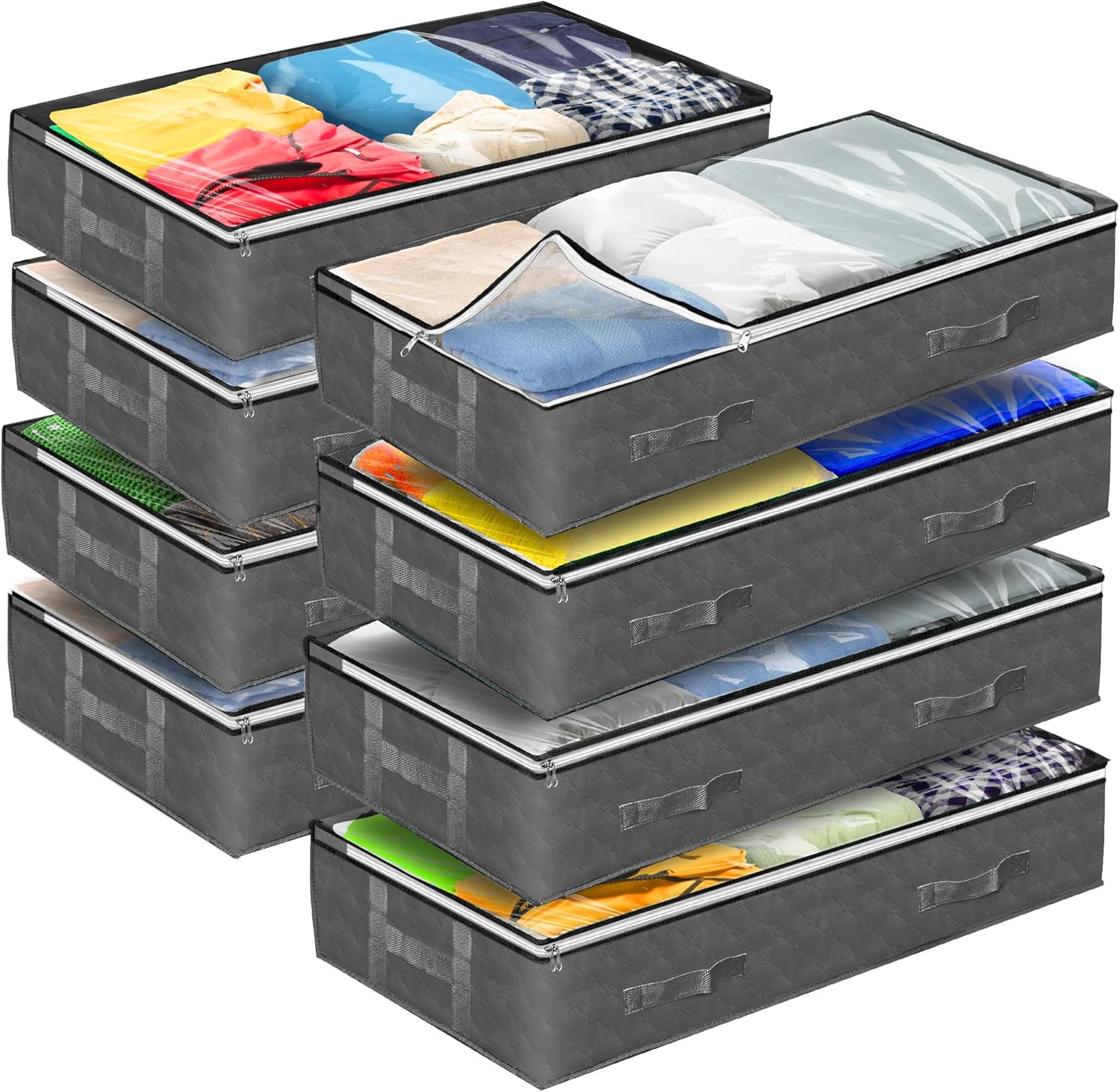 Reli. 90L Under Bed Storage Containers (8 Pack) | Closet Organizer with Clear Window | Underbed Storage Bins for Towels, Sweaters, Linens | Large Organizer for Closet (Gray) detail 8
