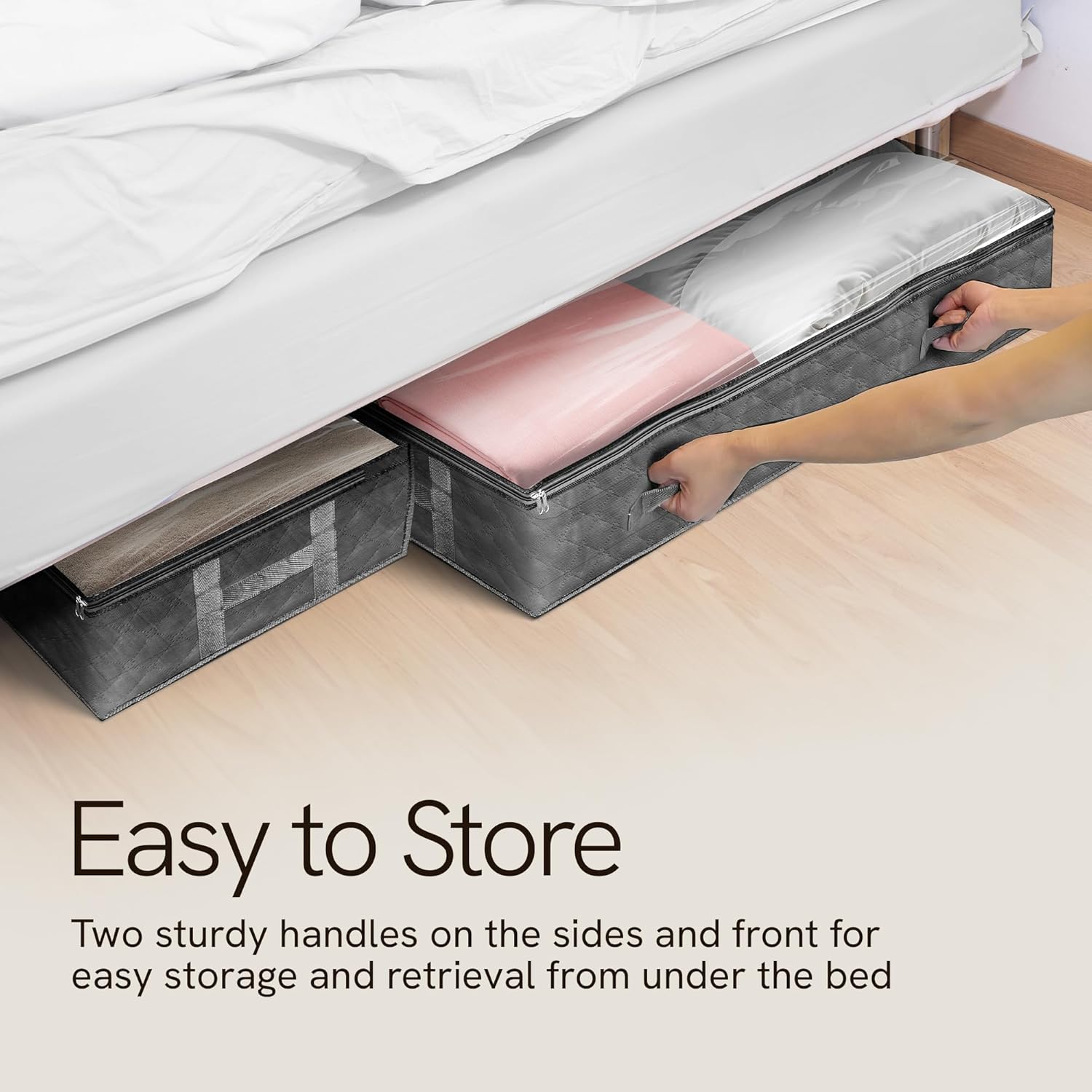 Reli. 90L Under Bed Storage Containers (8 Pack) | Closet Organizer with Clear Window | Underbed Storage Bins for Towels, Sweaters, Linens | Large Organizer for Closet (Gray) detail 15
