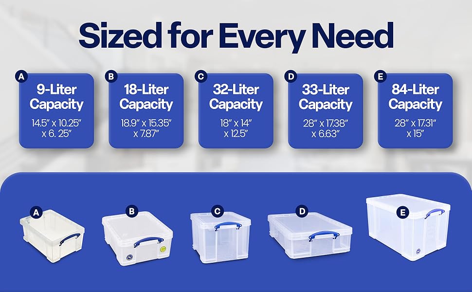 Really Useful Box 3-Pack Clear Stackable Storage Containers with Snap Lids, 32 Liters - Plastic Organizer Bins with Clip-Lock Handles for Home, Bedroom, Closet, Bathroom, Garage, and Office detail 4
